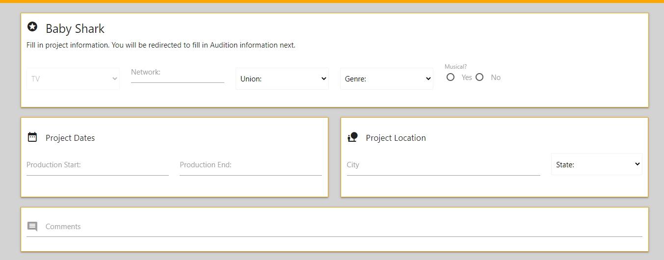 Adding Auditions And Meetings Enter The Project Details