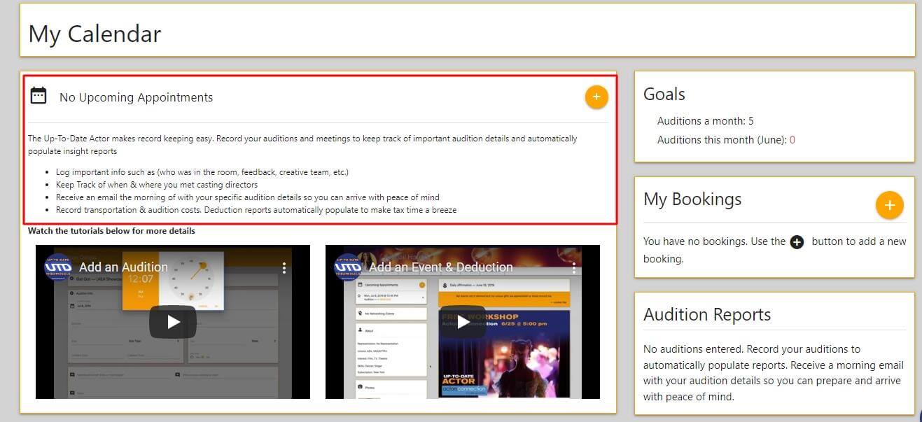 Adding Auditions And Meetings Upcoming Appointments