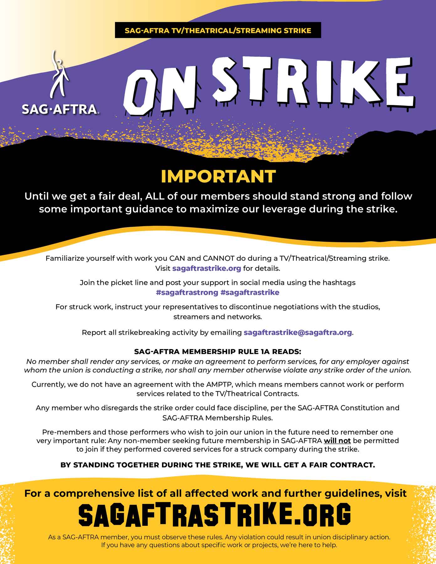 SAG-AFTRA Important Strike Information