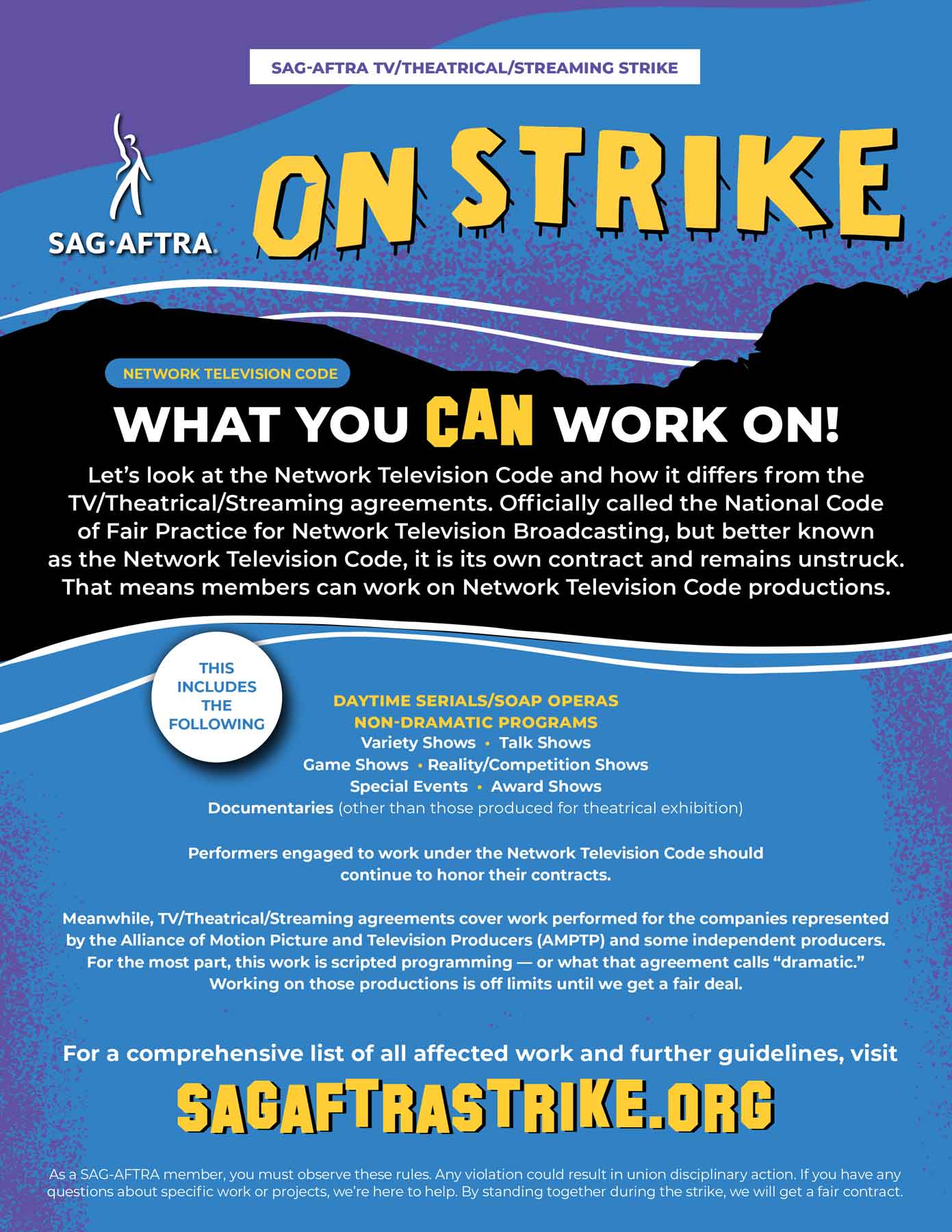 What Network Code projects can SAG-AFTRA members still work on?